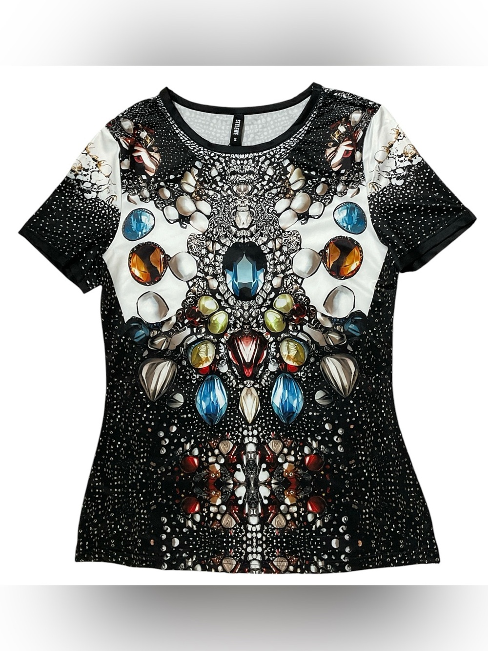 NWT - StyleWe Jewel Print Short Sleeve Top – Size Medium